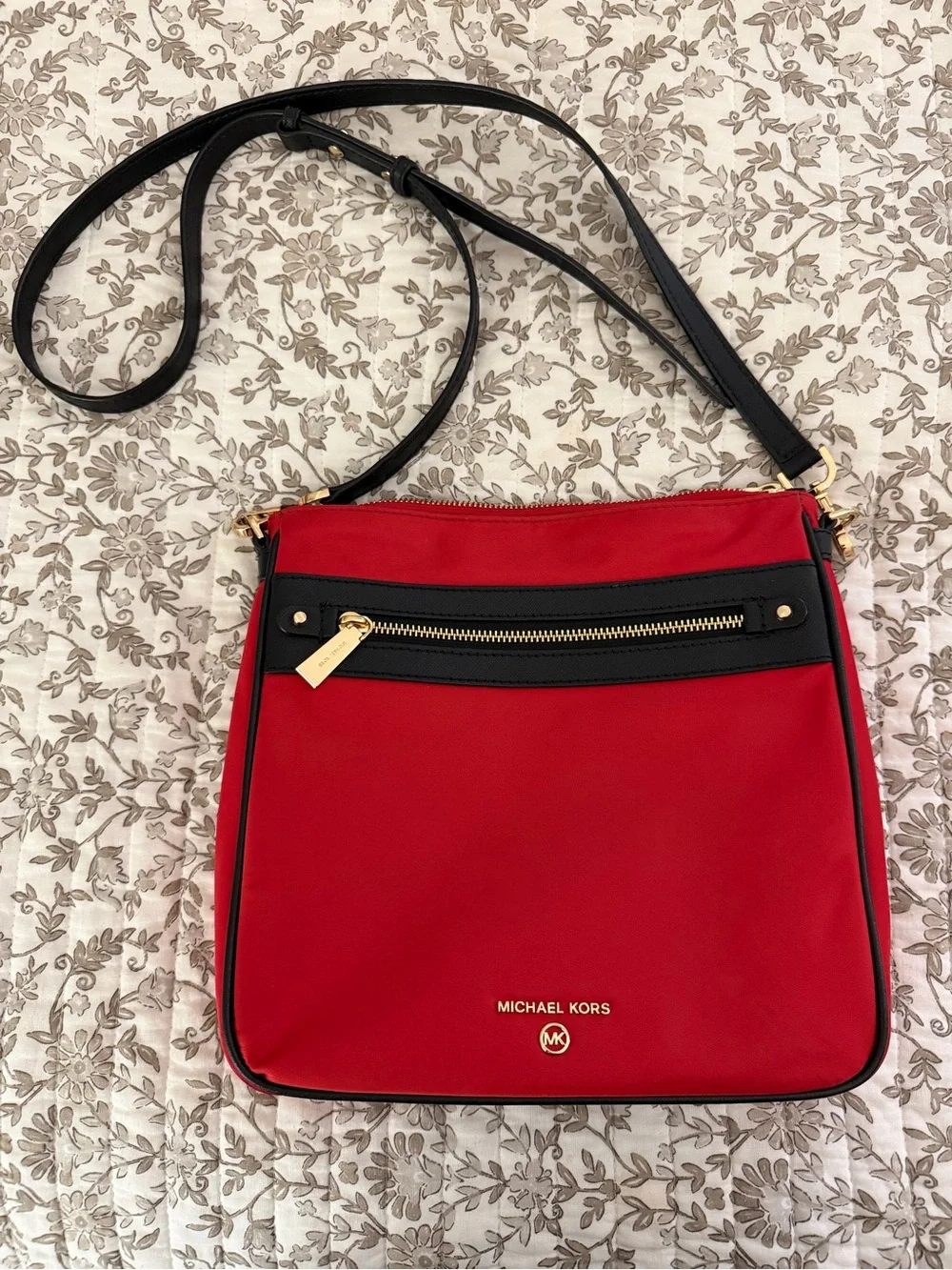 Red Crossbody Shoulder Bag with Black Strap